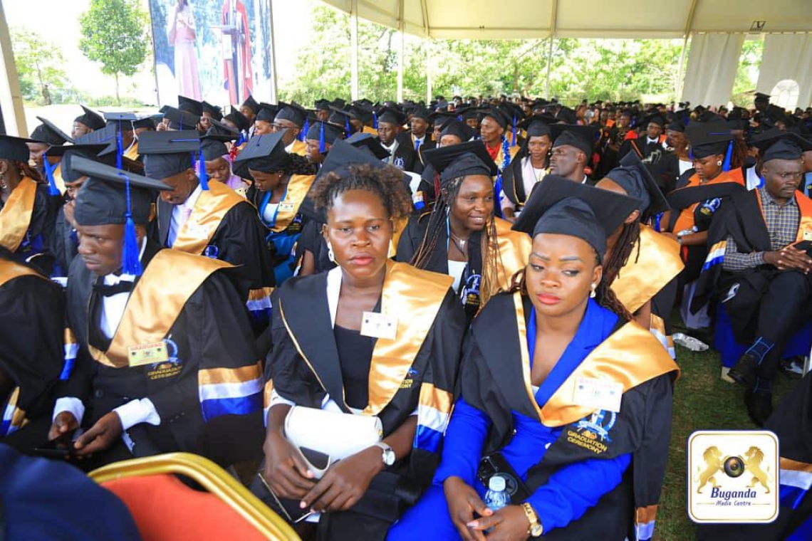 Graduates seated at the Muteesa I Royal University 12th graduation ceremony, following the award of their degrees, diplomas, and certificates Graduates seated at the Muteesa I Royal University 12th graduation ceremony, following the award of their degrees, diplomas, and certificates